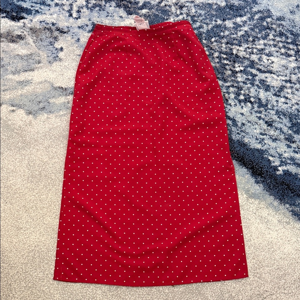 Kathie Lee Collection Red Pencil Skirt with White Dots